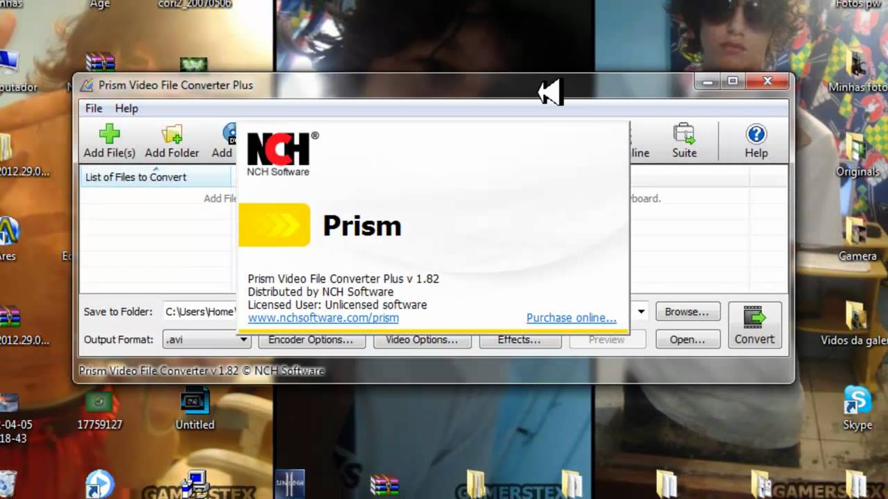 prism video file converter code